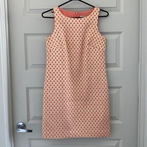 J Crew art deco peach and gold shift dress